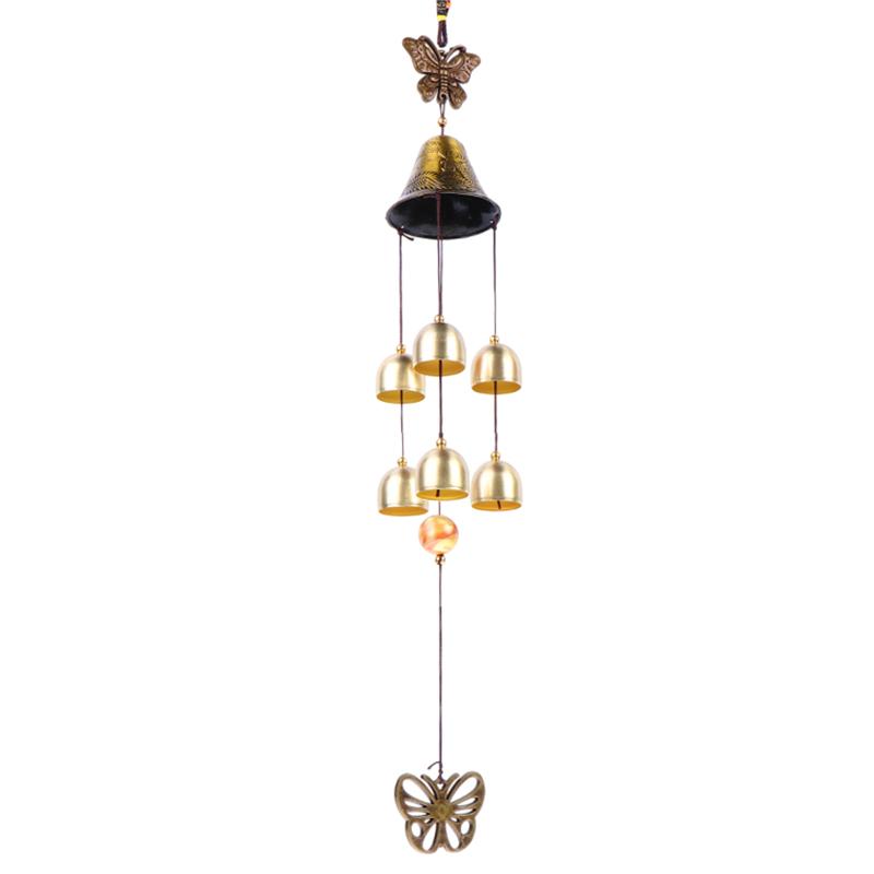 Retro Metal Wind Chime 6 Bells Vintage Butterfly for Outdoor Garden Patio Home Decor