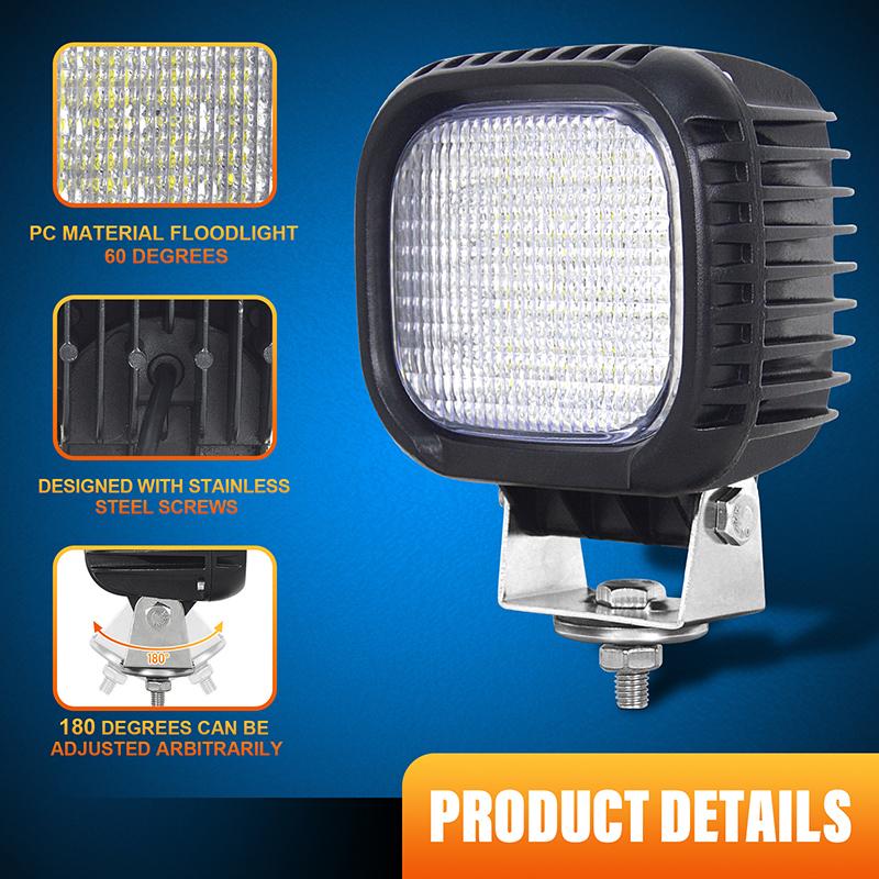 48W Aluminum Alloy LED Light Spot Flood Light Off Road Driving Lights Bumper Roof Light For Car Motorcycle ATV Waterproof