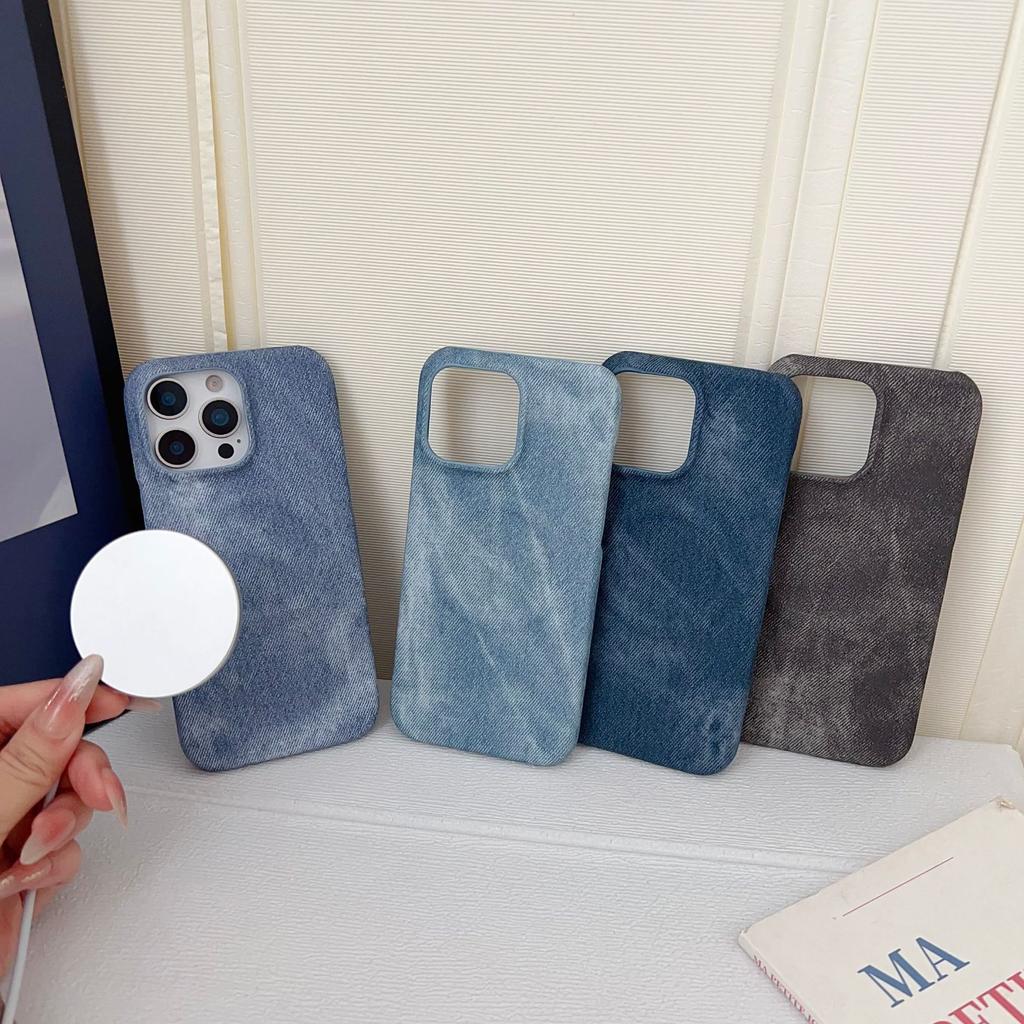 Apple 17 magnetic suction denim mobile phone case is suitable for iPhone15Promax protective case, anti-drop plus outer.