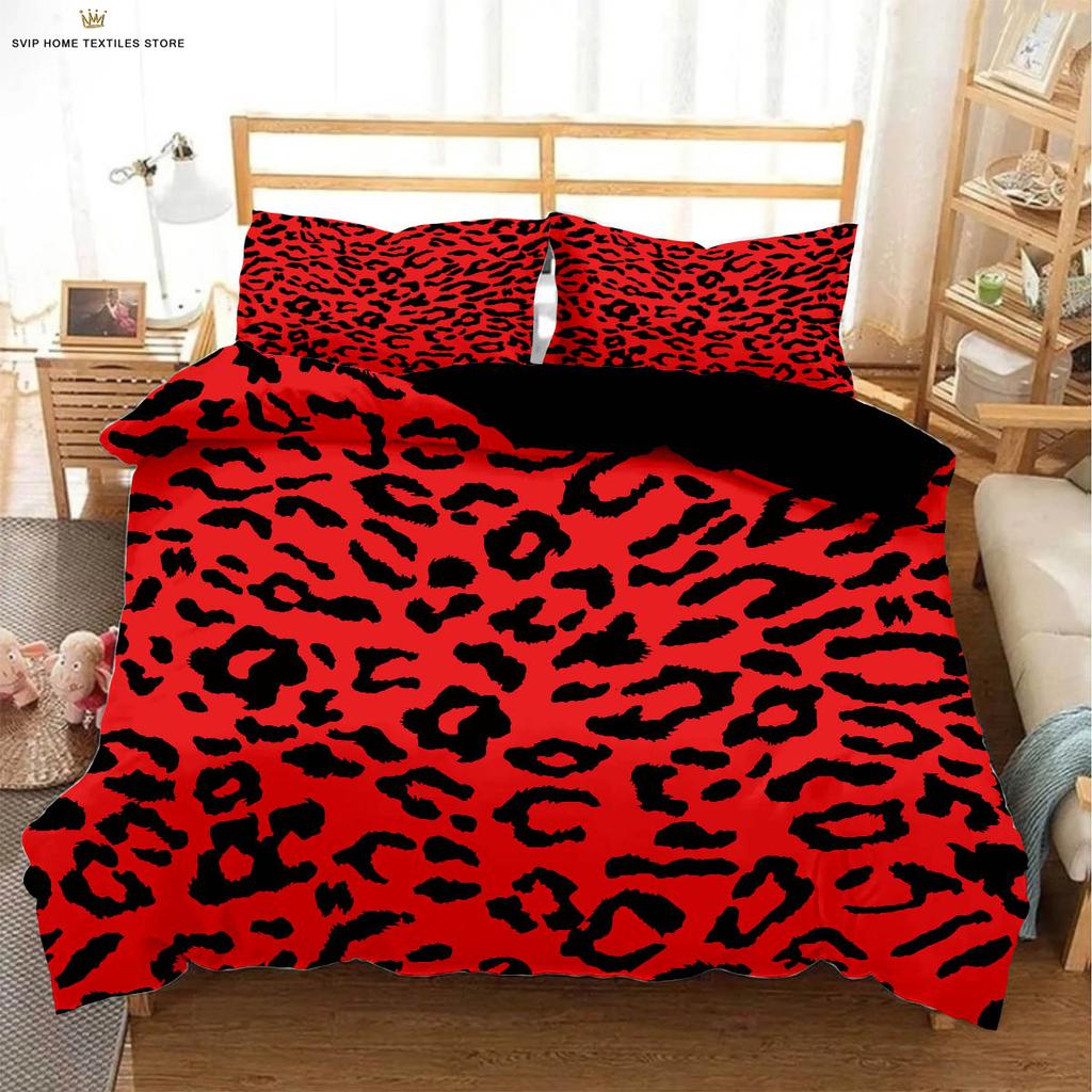 Black And White Leopard Animal Fur Texture 3D Printed Quilt Cover 100% Polyester Bedding Set Duvet Cover Pillowcase 3 Pieces