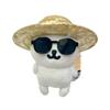 Adorable 10cm Cotton Bear Doll with Straw Hat - Cute Accessory for Babies