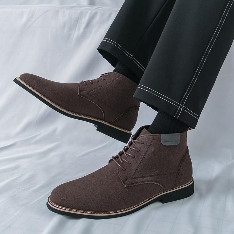 Fashion Brand Office Business Classic Retro Style Comfort Boots for Men SuedeLeather Shoes Outdoor New Casual Lace Up Social Ankle Boots