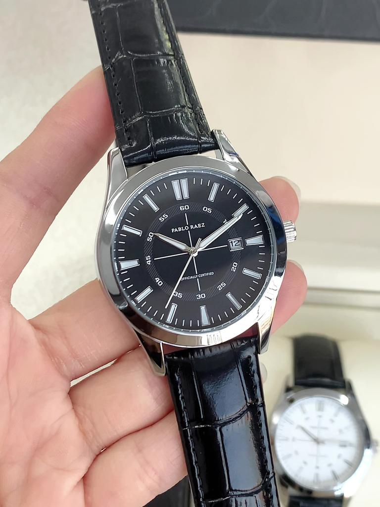 Men's Watch Brand Business Simple Waterproof Calendar Leather Strap Male Quartz Wristwatches (Comes with Box and Spare Battery)