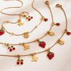 Qiong Yao Multi-Pendant Necklace & Bracelet with Colorful Glaze Beads, Handmade, 18K Gold-Plated, Fade-Resistant