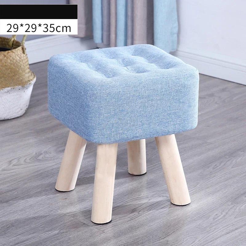 Elastic Foot Rest Stool Solid Wood Square Ottoman for Changing Small Shoes Sofa Bench Hallway Furniture Home Decoration