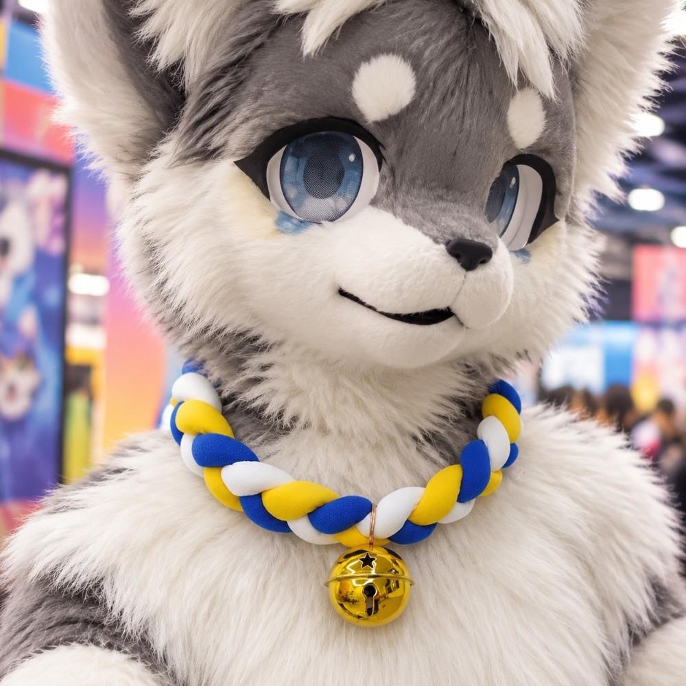 With Bell Fursuit Braided Choker Necklace Braided Rope Cosplay Costume Necklace Kigurumi