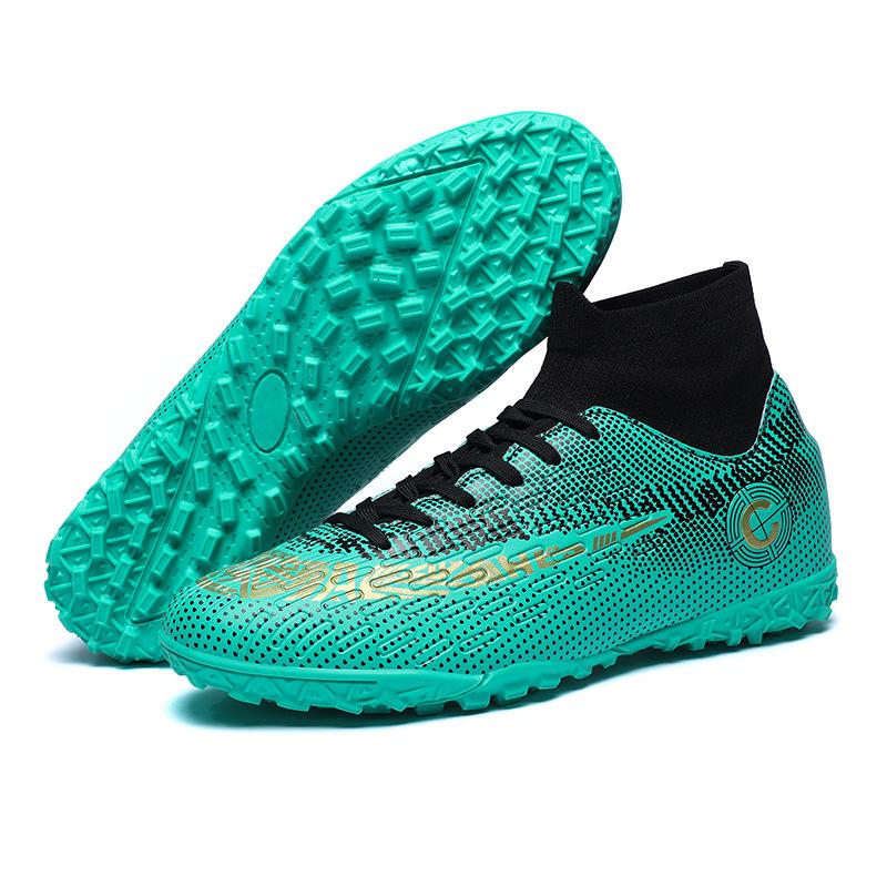 Football shoes large size high top men's children's broken nail shoes leather surface long nail glue large size youth sports shoes