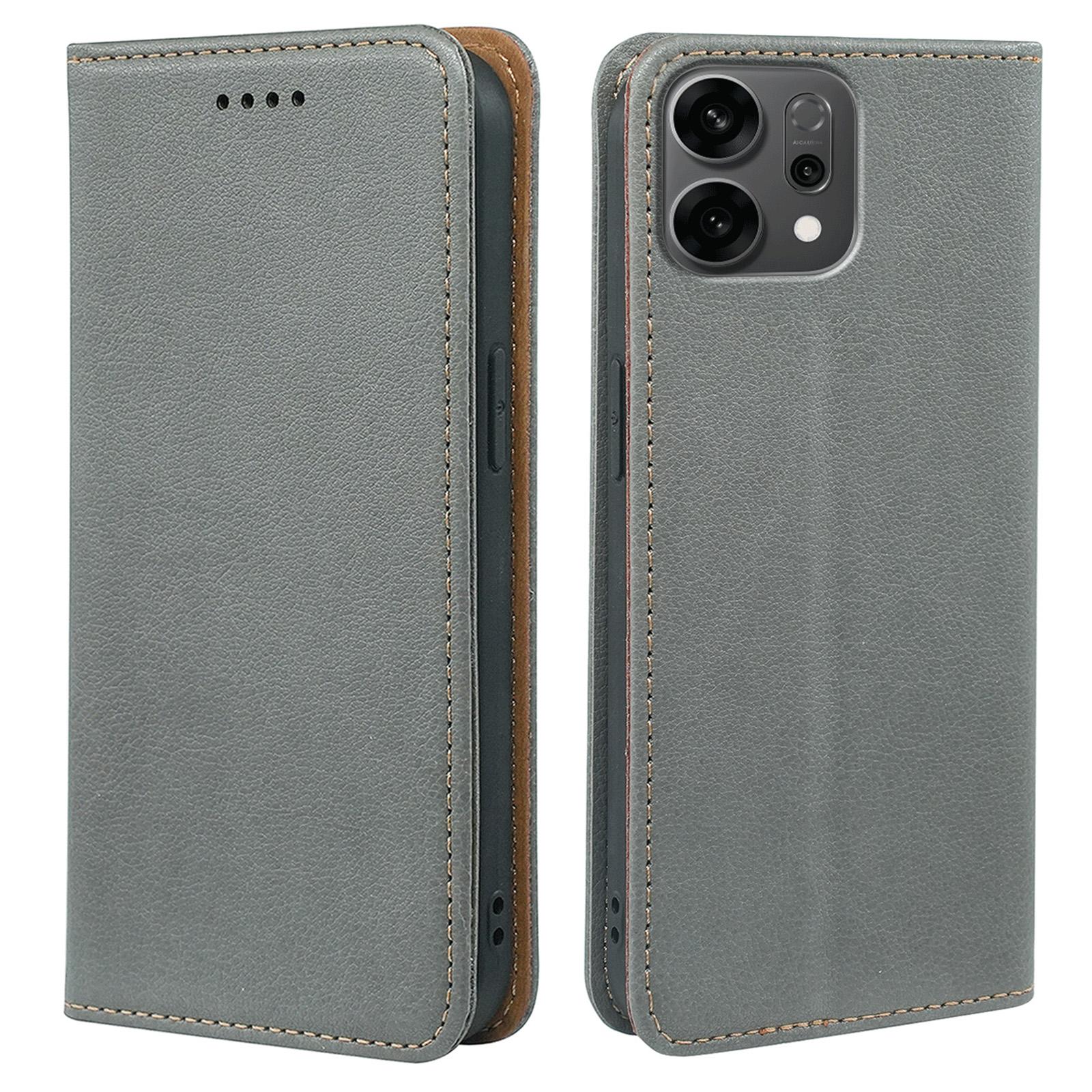 

Для Oppo Reno14 5G (Глобальний) Чохол-гаманець з RFID-блокуванням, шкіряний чохол для телефону, міцна магнітна застібка Grey