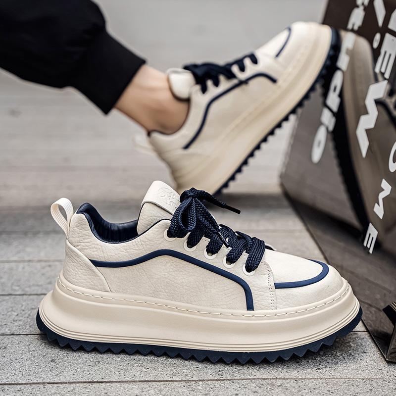 Casual Sporty Men's Shoes Trendy Thick Bottom Board Shoes Spring Autumn New Arrival Low Top Rubber Outsole PU Lining
