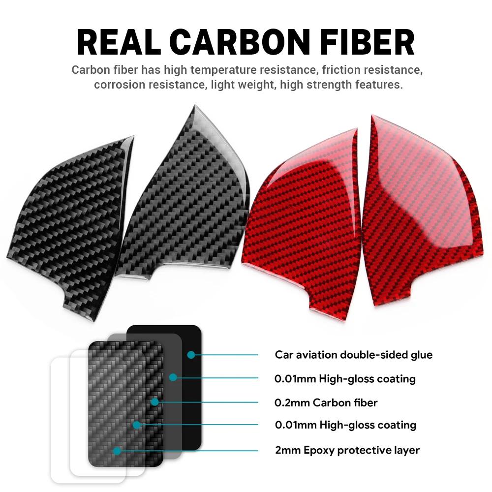 Real Soft Carbon Fiber Sticker For Ford Mustang GT Dark Horse EcoBoost 2024 2025 2026 LHD RHD Car Door Inner Triangle Panel Trim