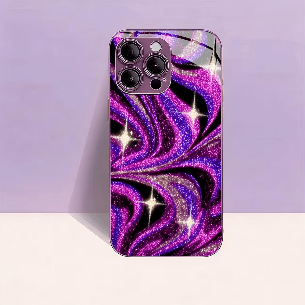 Sparkly Purple Marble Swirl for Coque Iphone for Iphone 17 Case Fashion Case Fundas Glass for iPhone 17 16 15 14 13 Pm Pro Plus