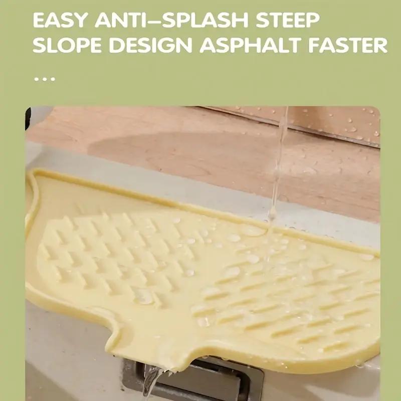 2pcs Silicone Faucet Splash Guard & Drain Pad - Rotatable, Thick & Flexible Kitchen and Dining Table Protection