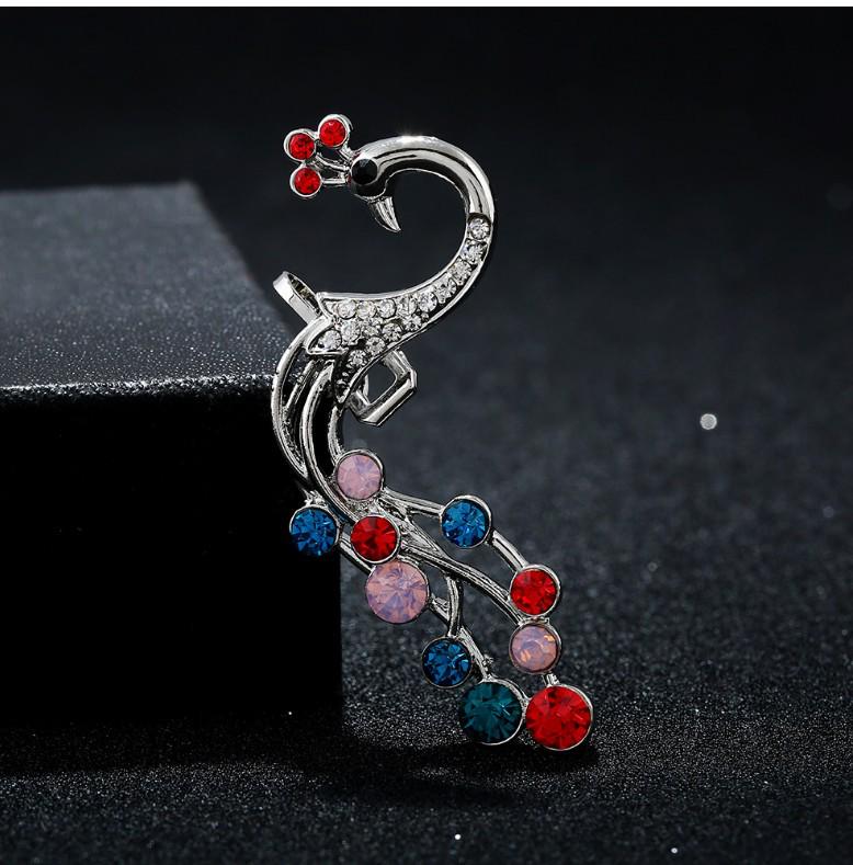 European  American Fashion Peacock Diamond Ear Cuff Earrings