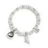 SHIXIN Vintage Acrylic Rhinestone Heart Pendant Bracelet Women Simple Silver Color Elastic Beaded Bracelet Jewelry Accessories