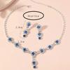 3PC Women's Fashion Geometric Round Water Drop Necklace Earrings Zircon Set Suitable for Wedding, Party, Festival Gifts