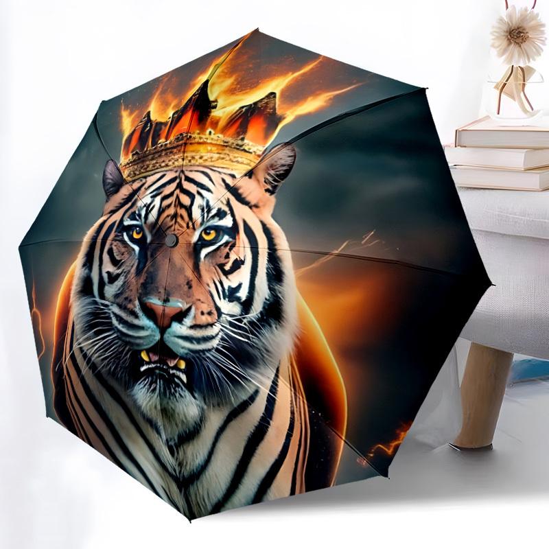 

1pc Tiger Crown Automatic Umbrella - Automatic Opening And Closing, Sturdy Iron Frame, Portable Folding Design yy251018243