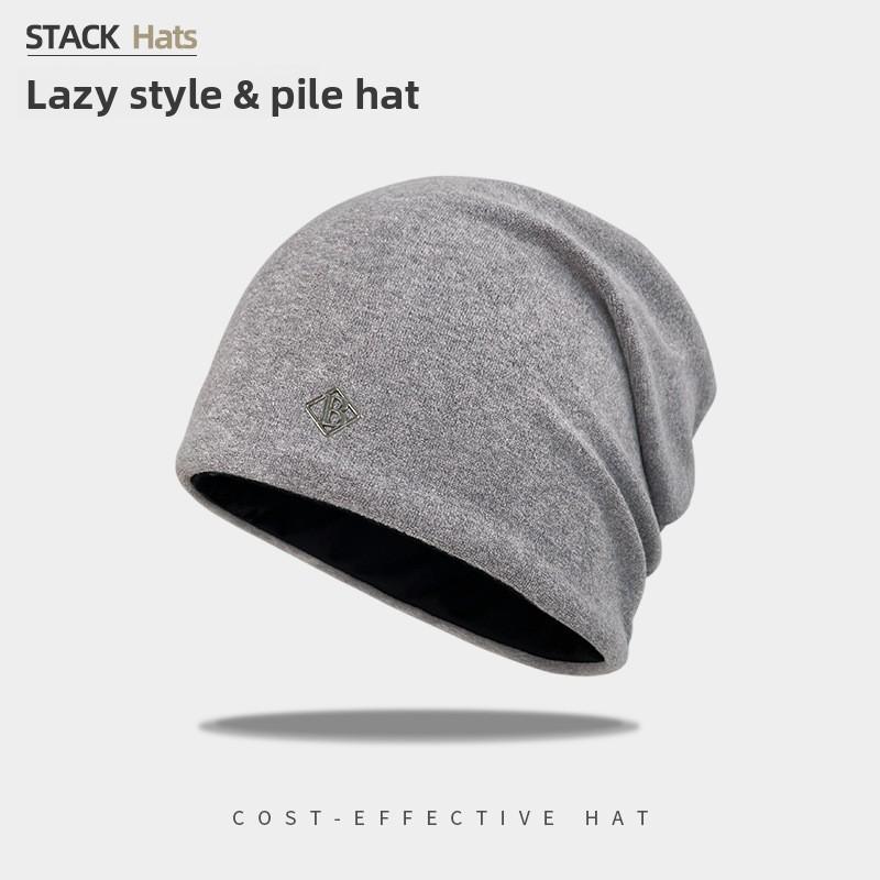 Color Fashionable Solid Pile Up Hat With Letter Decoration For Daily Outdoor