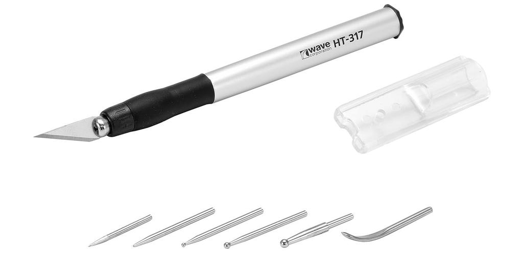 Wave Hobby Tool Series HG Holder with 6 Spatula Tool for Plastic Multi-Knife Bits, Models, HT-317