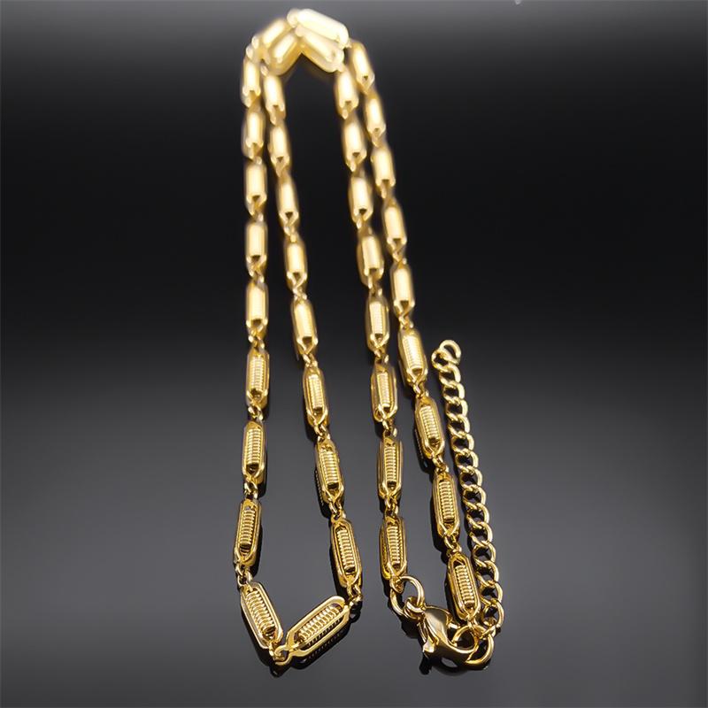 Y2K Minimalism Spring Shaped Link Chain Necklace for Women Men Stainless Steel Gold Color Cool Stylish Punk Rock Jewelry Collar