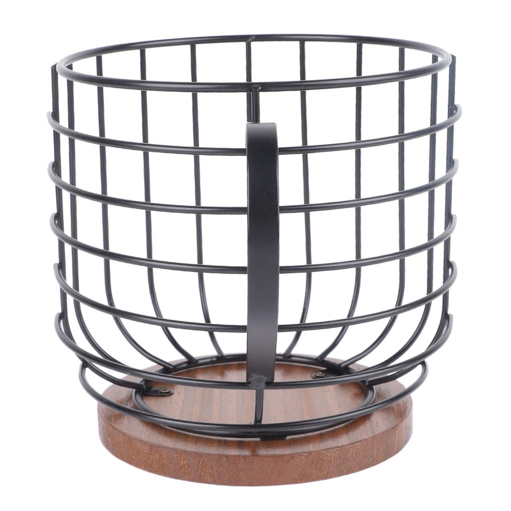 Coffee Capsule Storage Basket Cup Shape Black Iron and Pine Coffee Pod Holder for Coffee Bar