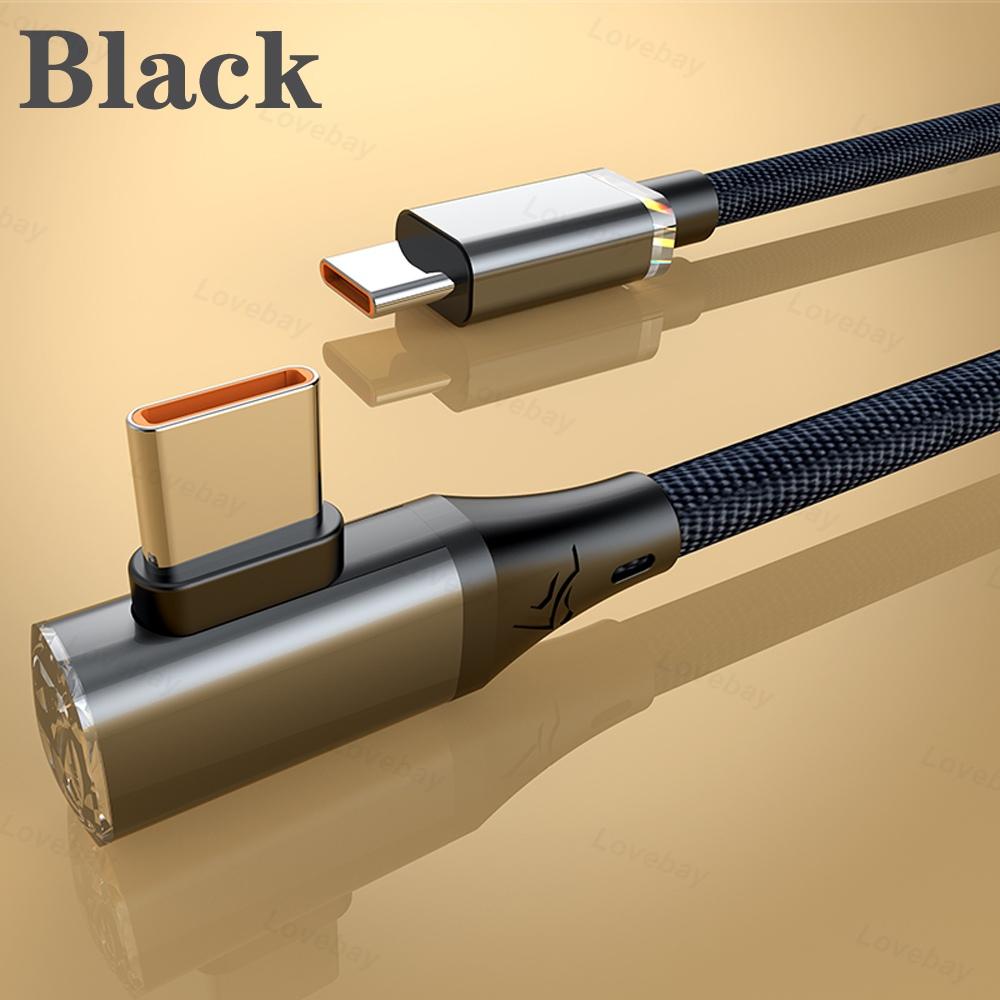 120W USB Type C Cable Super Fast Charging 180° USB C To C USB Cable Quick Charge For Iphone 15 Huawei Samsung Game Data Cable 2M