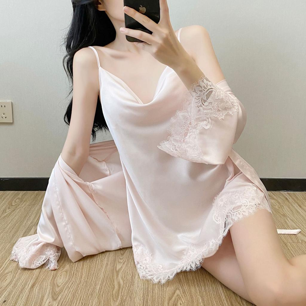 New product solid color suspender light luxury sexy small lace thunder lace nightdress women's slim home nightdress