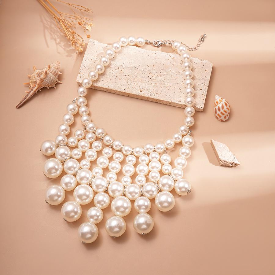 Collana di Perle con Nappa Multistrato di Alta Gamma - Design di Moda Europeo e Americano
