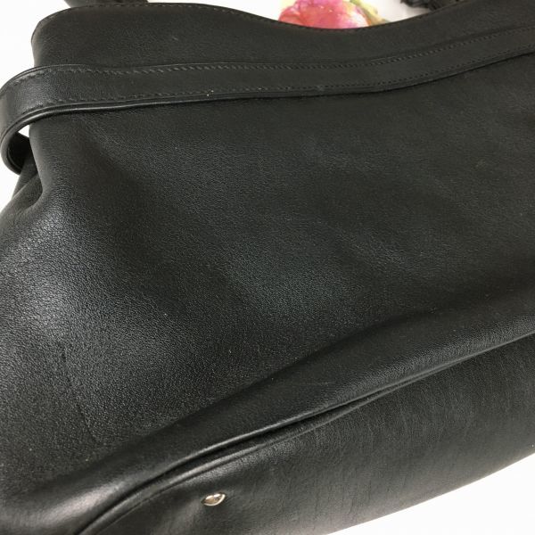 Cole Haan Leather Hand/Shoulder Bag Black with Scarf Decoration Stylish(USED)