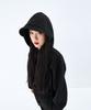 Reverse Block Cap Crop Hoodie Black