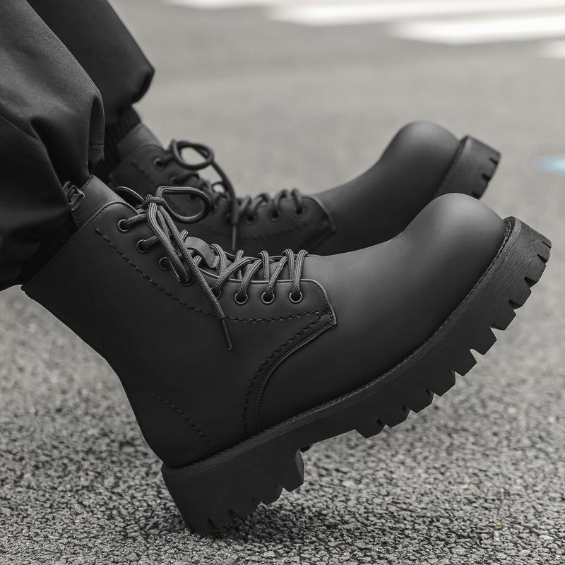 big size men casual original leather boots black stylish autumn winter shoes cowboy platform boot cool high motorcycle botas man
