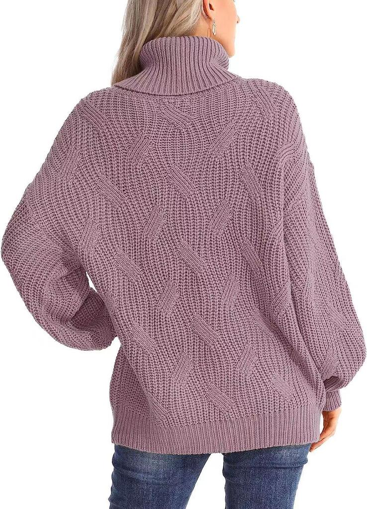 Women's High Neck Cable Knit Pullover Sweater - 2024 Autumn/Winter Collection