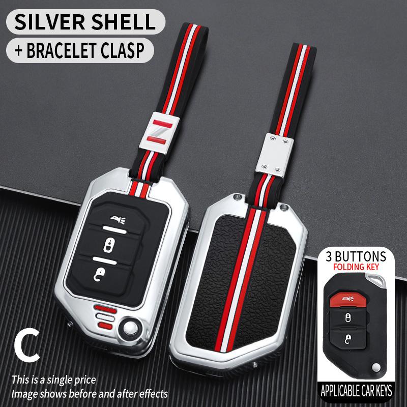 Zinc Alloy Car Key Case For Jeep Gladiator Jt Sahara Jlu Jk Wrangler Jl Rubicon Accessories