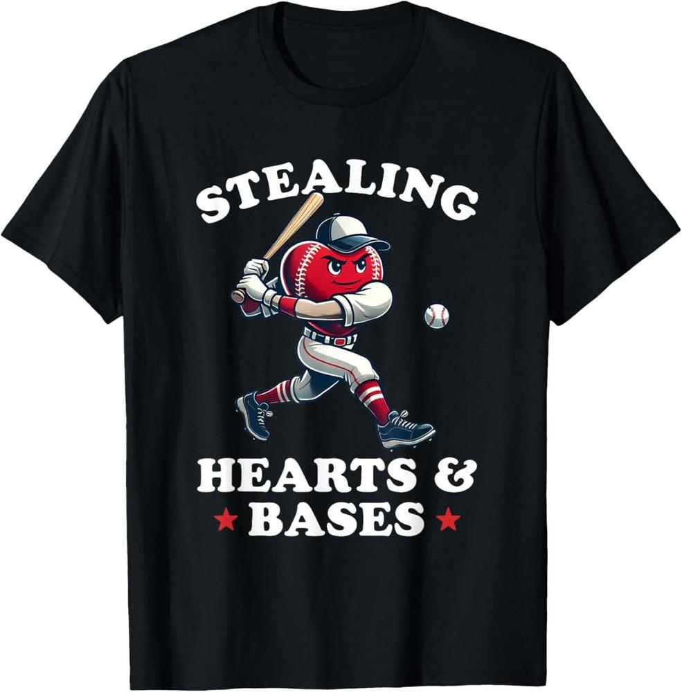 

Valentine s Day Boys Baseball Player Stealing Hearts T-Shirt S