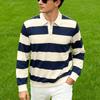 New Men's Long-Sleeved Polo Shirt: Relaxed Fit, Lightweight, Mature-Style Striped Casual T-Shirt