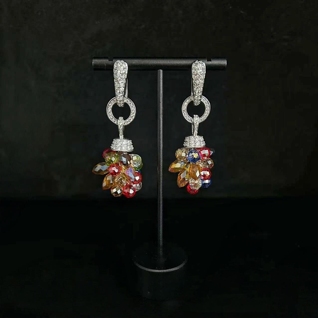 

Cross Earrings Retro Personality Exaggerated Earrings Women S High Sense Color Zircon Earrings Sweet And Gentle Temperament