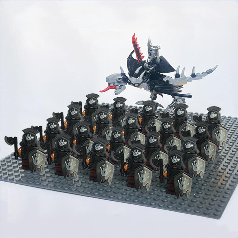 Moc Uruk-hai Strong Orc Army Soldiers with Witch King leader Mini Figure Building Block Set Toys for Children as Birthday gifts