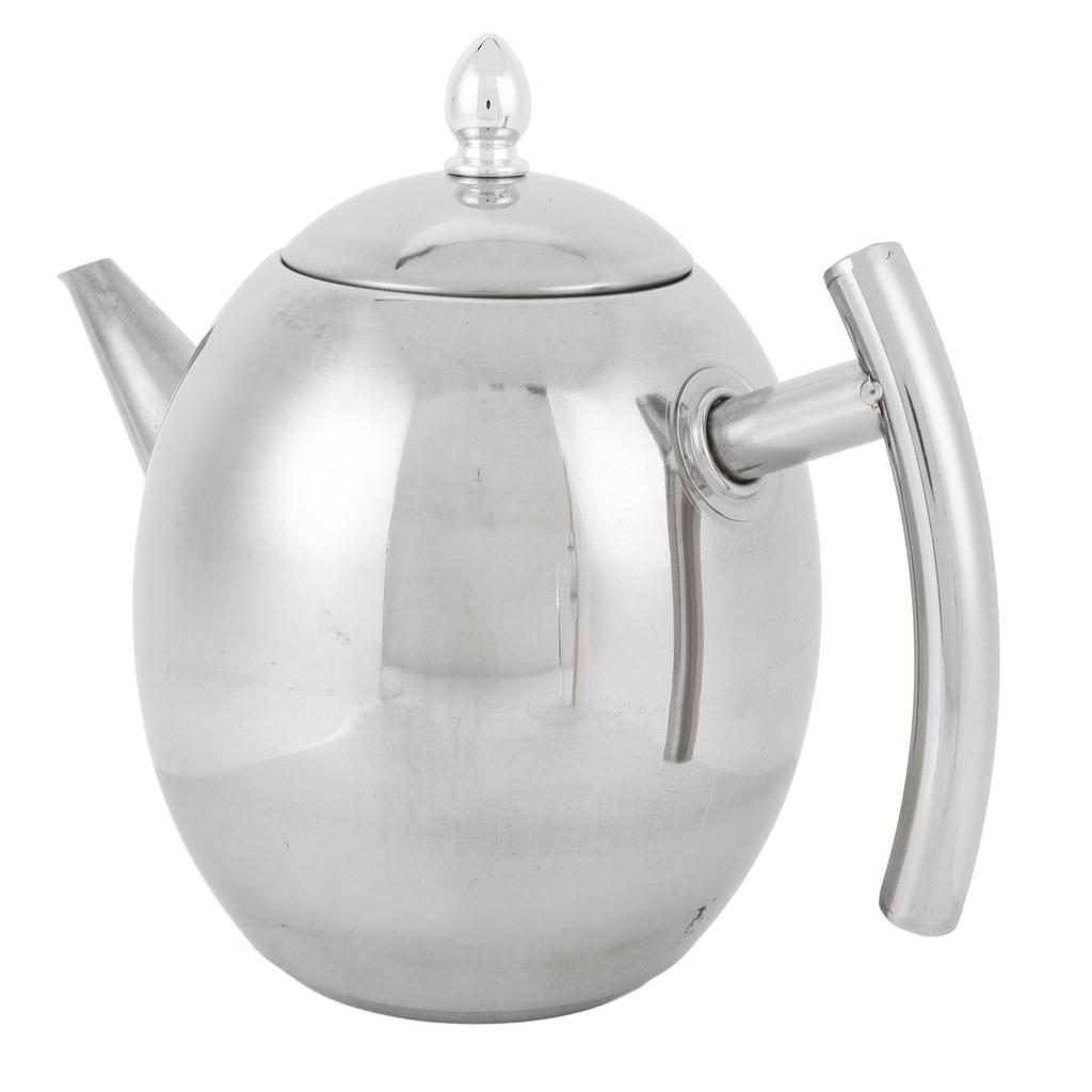 Edelstahl-Teekanne mit Deckel und Filtersieb Gebogener Griff Teekessel für Zuhause Restaurant