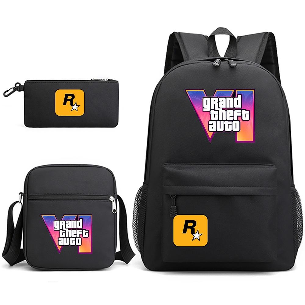 Grand Theft Auto Spel Merchandise Mode Student Schooltas Rugzak Schouder Etui 3-Delige Set