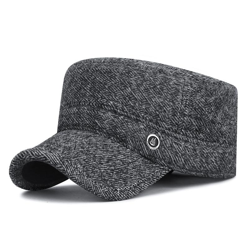 

Winter Middle-Aged and Elderly Men s Outdoor Cold-Proof Warm Cap Old Man Grandfather Thick Ear Protection Flat Cotton Cap серый