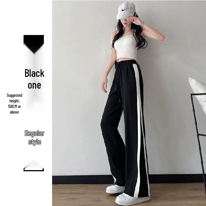 Damen Frühling/Sommer Übergröße Schlankmachende Weitbeinige Gerade Hosen - Trendiges High-Street Locker Lässiges Bodenlanges Design