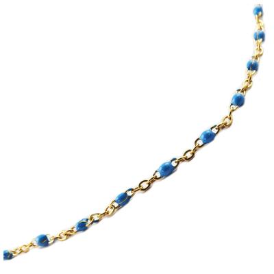 [R0217] - Golden Blue 'Boho' Steel Designer Necklace - 2 Mm