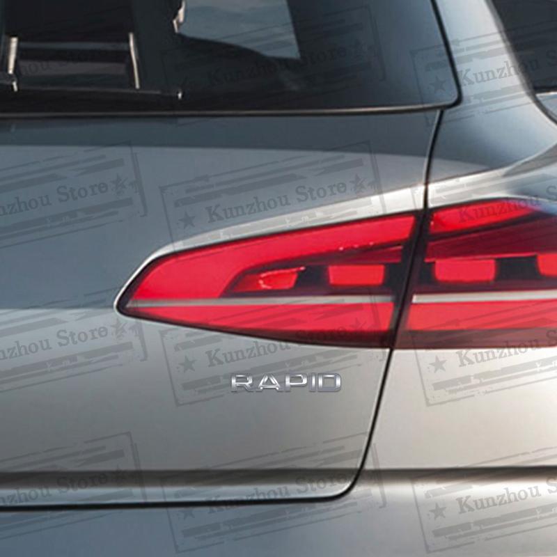 AAABV1 1PCS Metal For Skoda Octavia Yeti Rapid Kodiaq Karoq 4X4 Fabia Kamiq Superb VRS Logo Bright Silver Emblem Car Rear Trunk Sticker