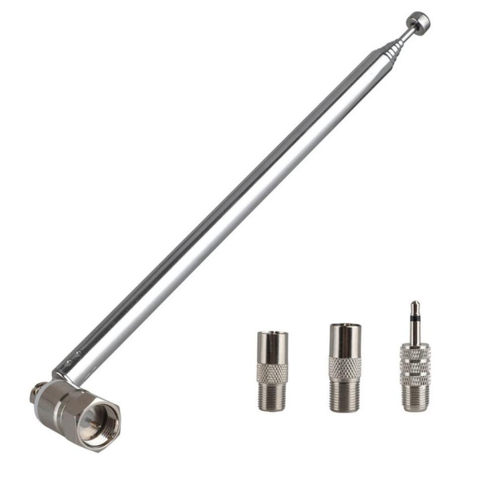New F Type Telescopic Aerial Antenna 75 Ohm with TV / 3.5 Adapter For FM Radio