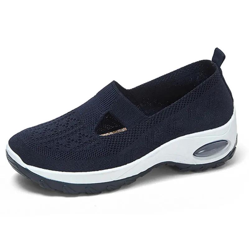 

Модные весенне-летние новые спортивные туфли с воздушной амортизацией, дышащий вязаный верх, женские туфли с неглубоким вырезом, мягкой подошвой и плоской подошвой 36