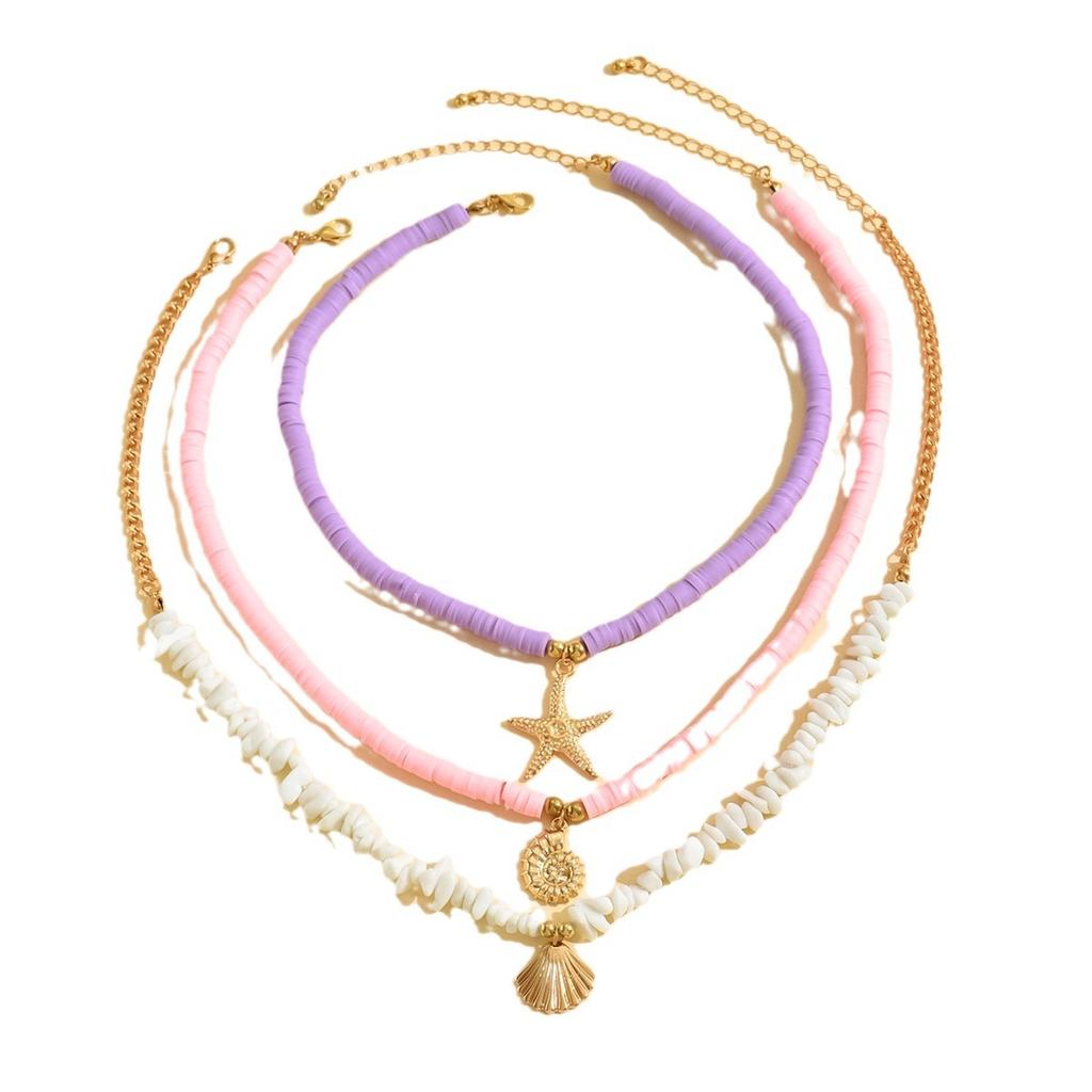 Summer European and American Bohemian Necklace Shell Jewelry Beach Vacation Shellfish Starfish Tail Pendant Clavicle Chain