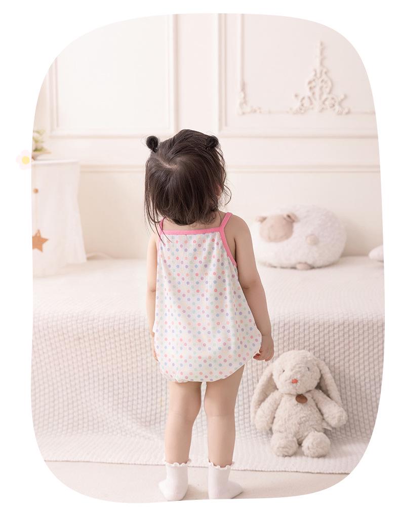 2025 Polka Dot Baby Girl Romper - Summer Bow Sling Bubble Crawling Suit