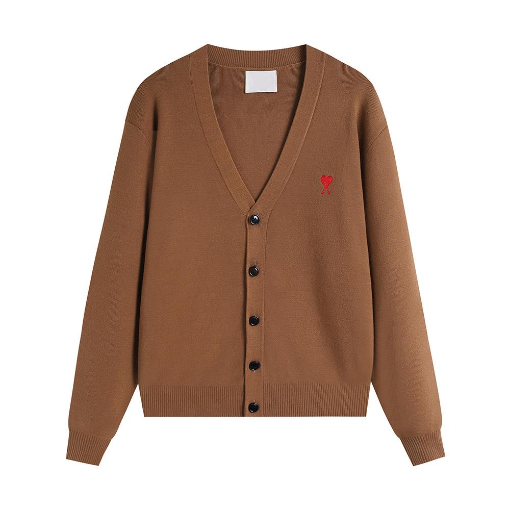 Klassischer Strick-Cardigan mit Herz-Stickerei - Unisex Lockerer Pullover
