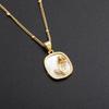 Zircon-studded Rare Vintage-style Shell-shaped Sun Pendant Necklace
