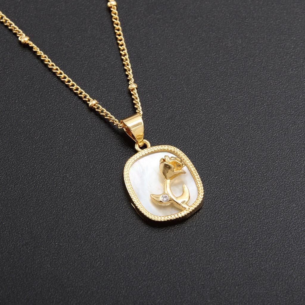 Zircon-studded Rare Vintage-style Shell-shaped Sun Pendant Necklace