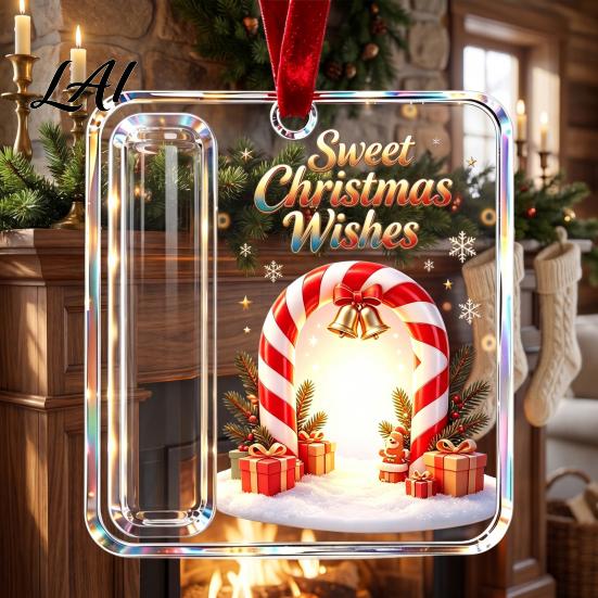 Unique Holiday Gift for Family Christmas Acrylic Money Holder Ornament Cash Hanging Decor with Stocking Stuffer Festive Pattern Tree Pendant